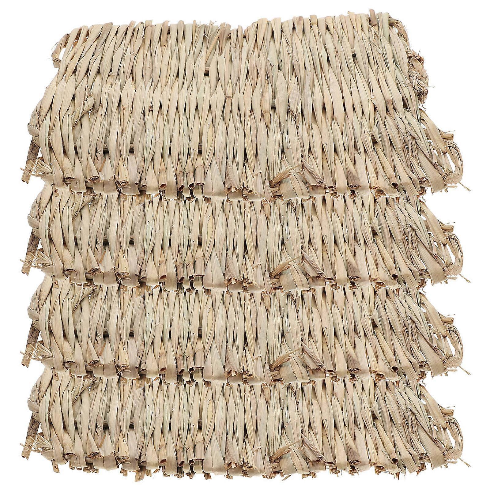 Nest Mat Pigeon Grass Nest for Small Animals Durable Material Foot Protection Cages 10.2×8.5×0.4in 4Set