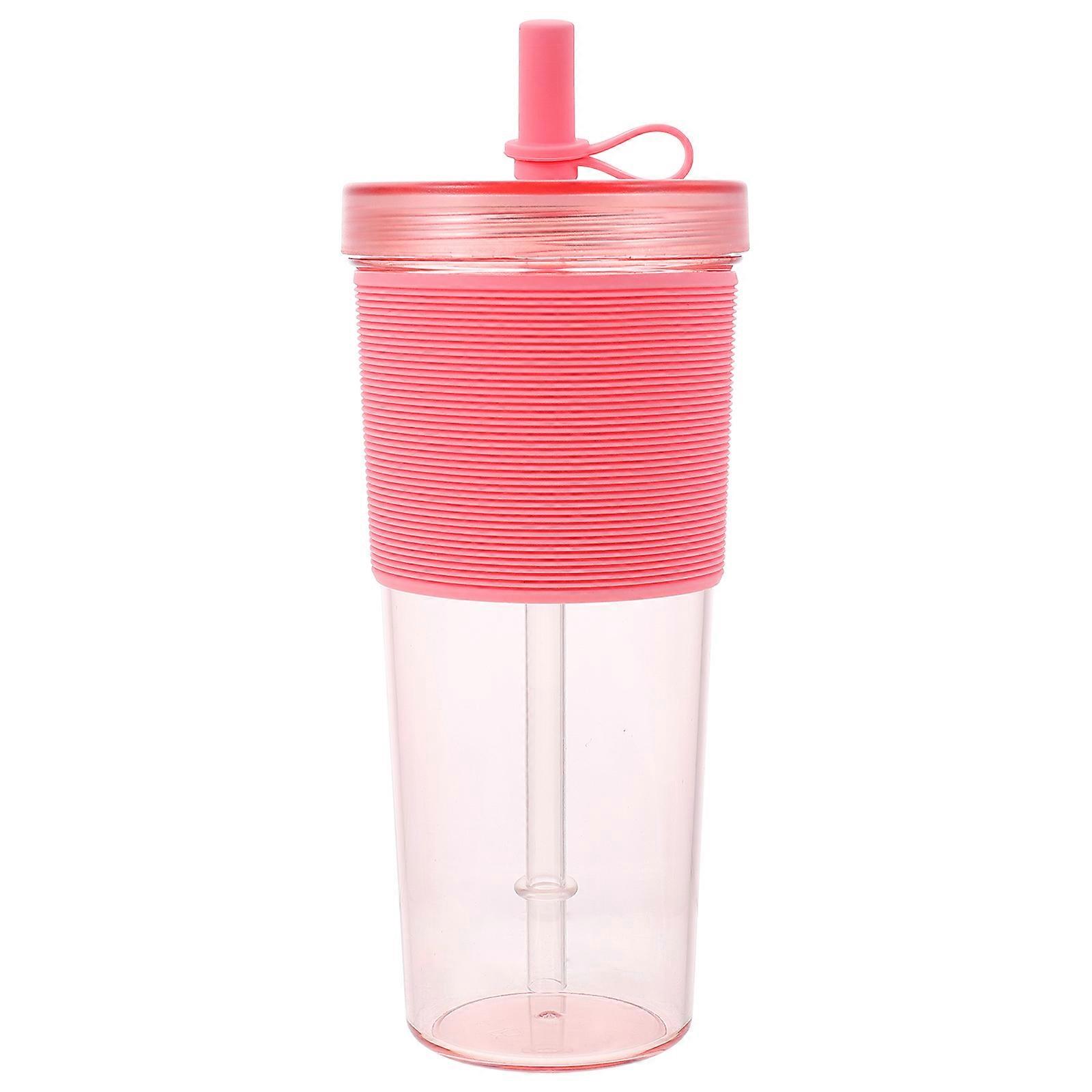 Straw Water Cup Pink with Drink Visibility for Drinking