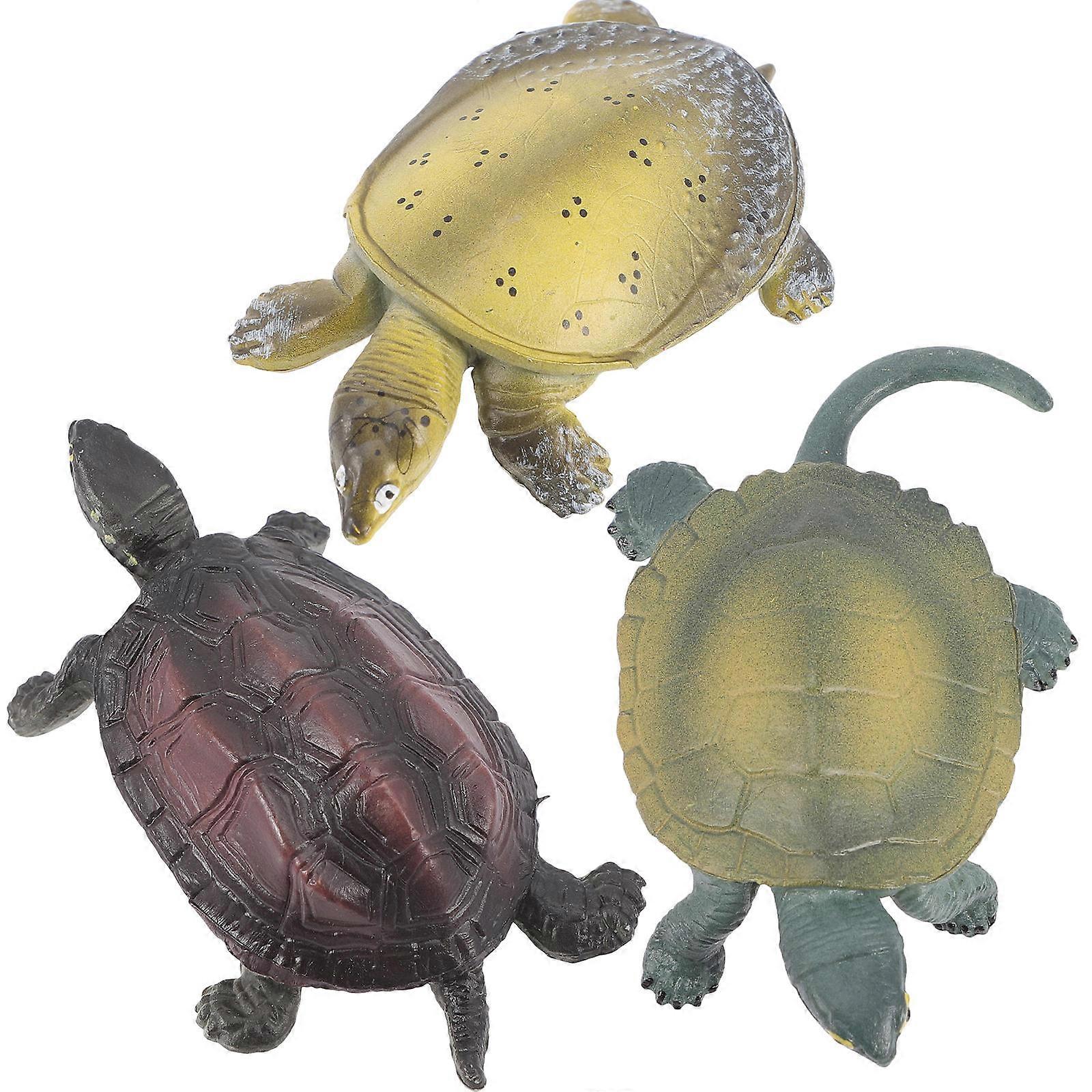 Miniature Sea Turtle Figurine Turtle Shape Bonsai Plastic Assorted Color for Gift 3Pcs