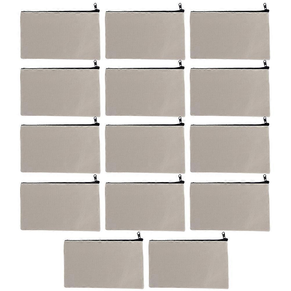 Canvas Pencil Bags for Storage White 42Pcs Zipper Cosmetic Pouch 21x13cm