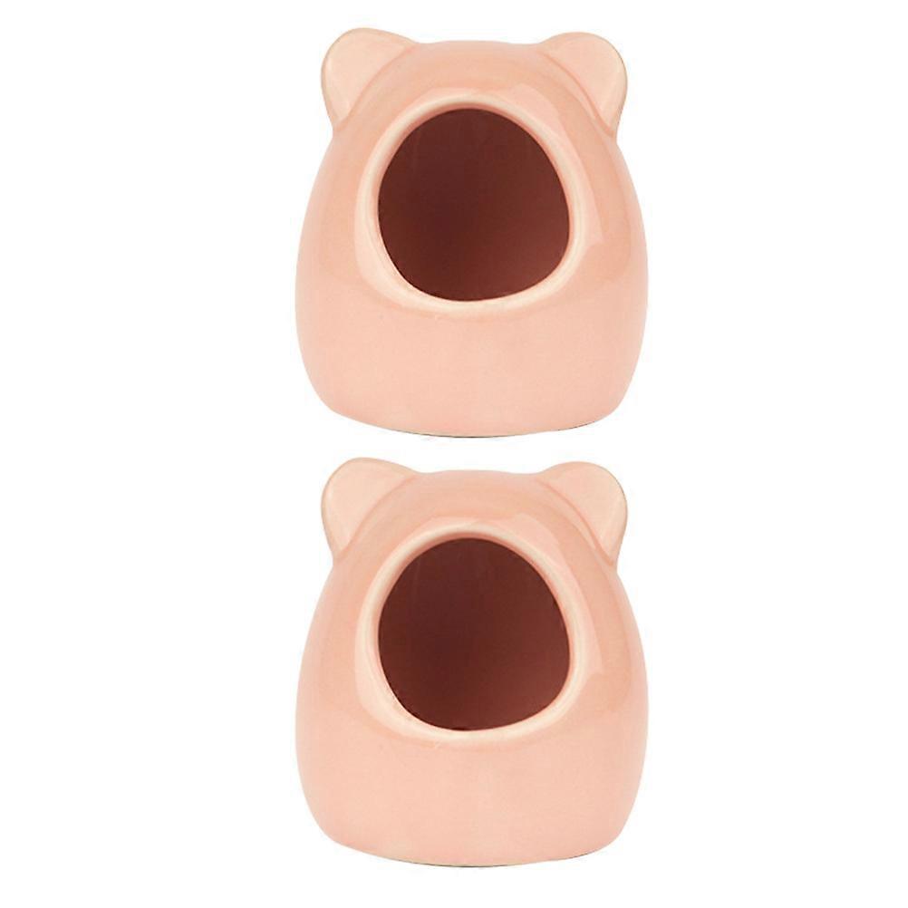 Small Pet Cooling Nest Ceramic Hamster House for Use 2Pcs Set