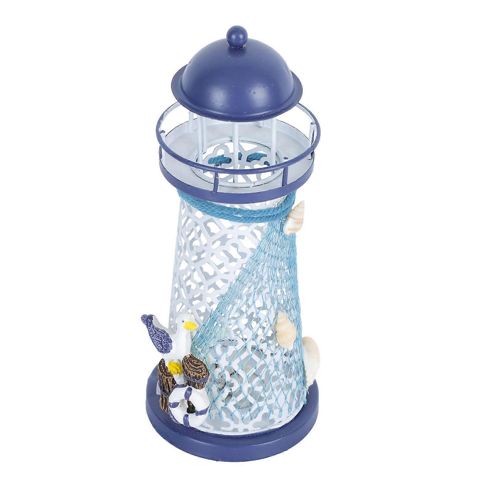 Mediterranean Style Lighthouse Candleholder Iron Art for Decor 4Pcs