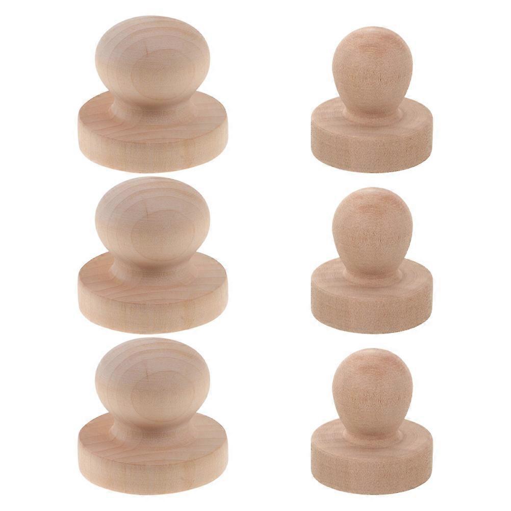 Round Wooden Stamp Handle for DIY Projects 6Pcs Comfortable Grip