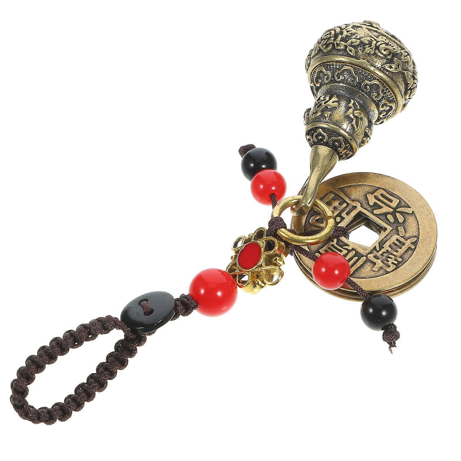 Decorative Gourd Keychain for Car Keys 3Pcs Chinese Style Brass Pendant