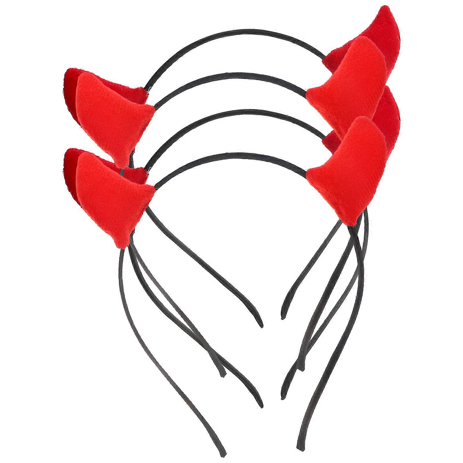 Red Horn Shape Costume Accessory for Halloween Party and Themed Events Made of Iron and Fabric 4Pcs