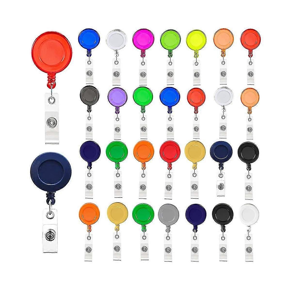 Retractable Badge Reels, 30 Pack Colorful Badge Clips Holders For Name Id Card Key Card