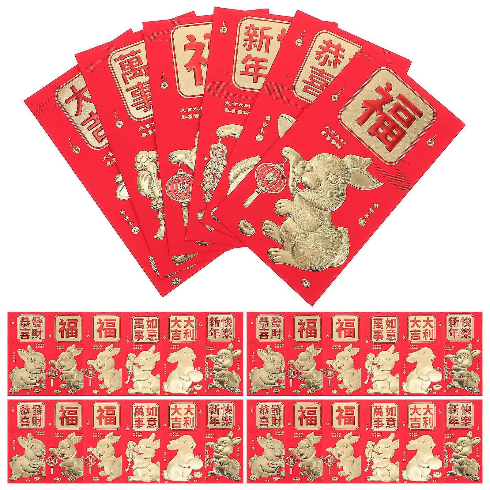 Chinese Red Packets Rabbit Pattern Money Packet for Storage Use 150Pcs