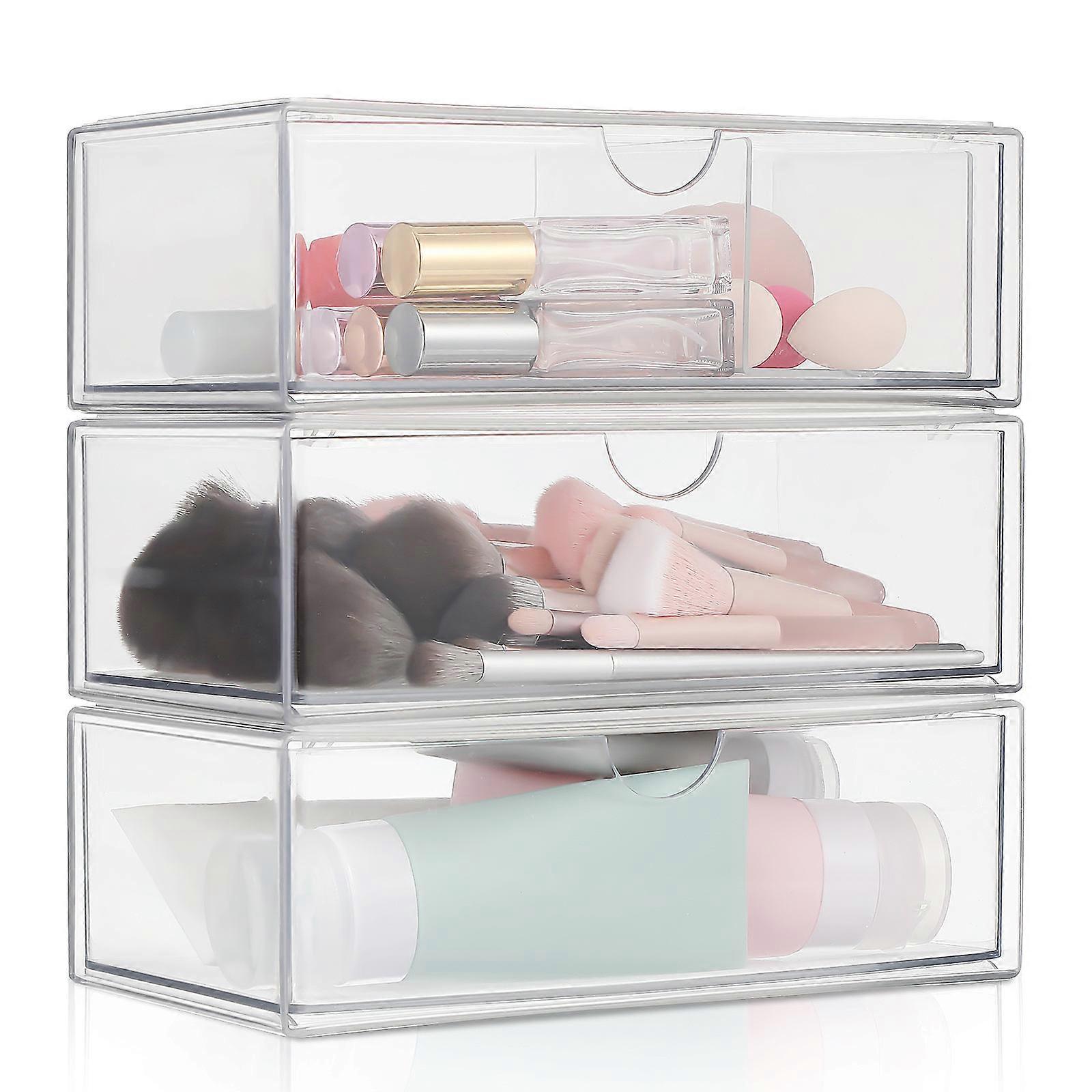 Makeup Organizer Clear Acrylic Vanity Storage Box for Cotton Pads 6Pcs