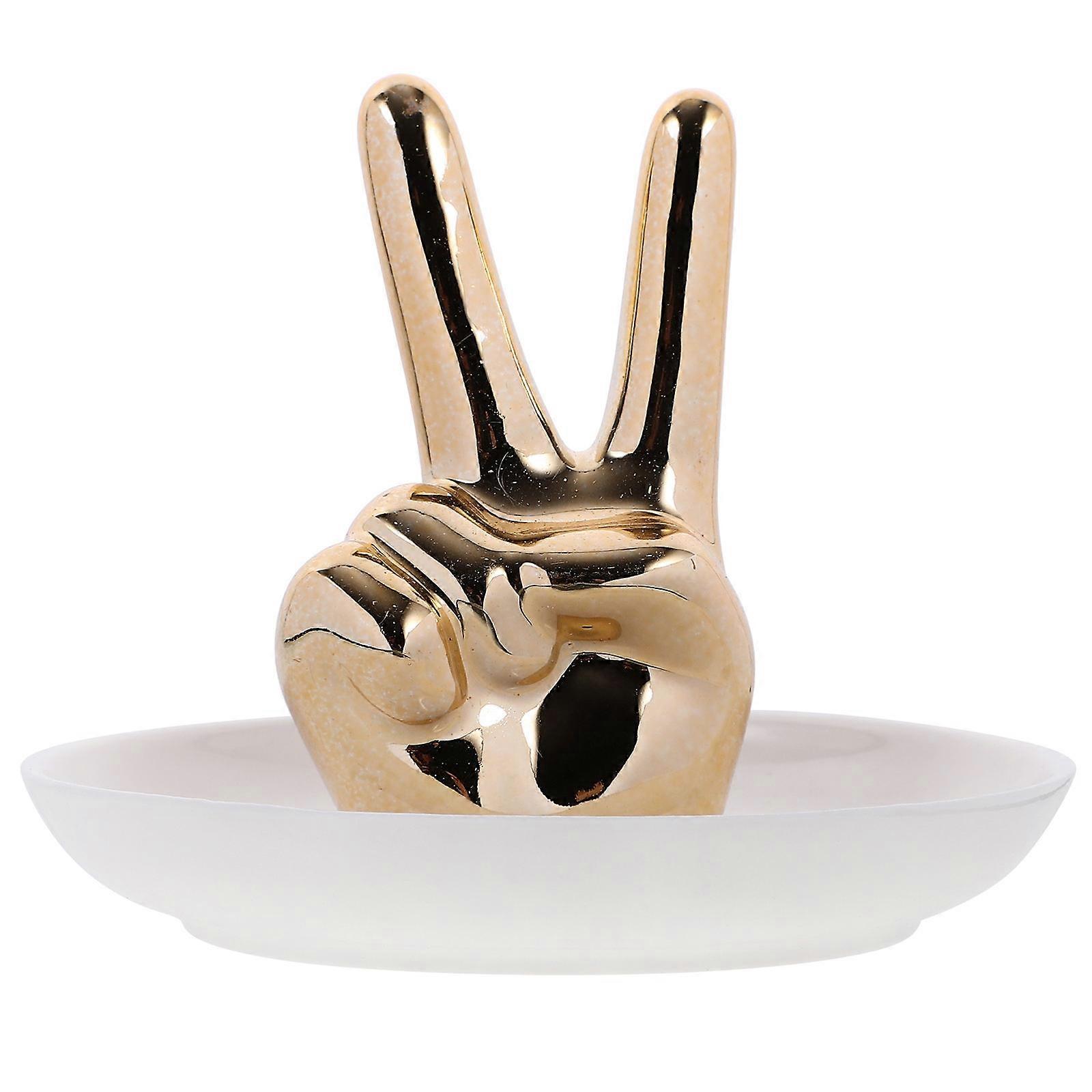 Creative Jewelry Display Stand Golden Ring Holder for Display 4Pcs