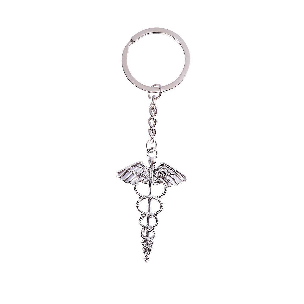 Medical Key Ring Wings Snake Pendant for Key Use 3Pcs Silver