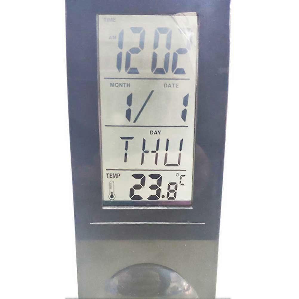 Simple Alarm Clock Digital Calendar LCD Glass Screen Home Office Use Black 1Set