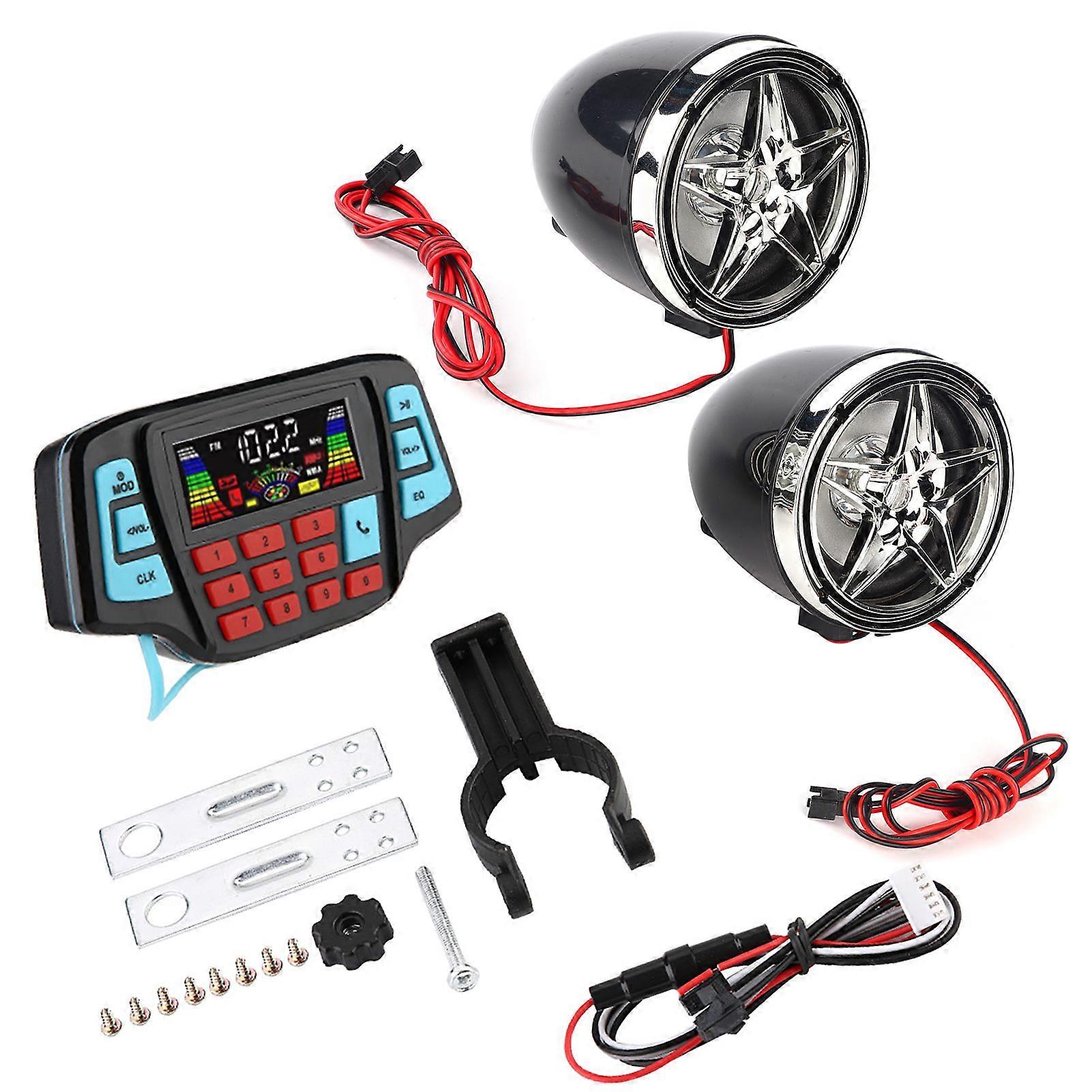 Waterproof Motorcycle BT MP3 Player Audio Stereo Speaker System USB Memory Card Carrier