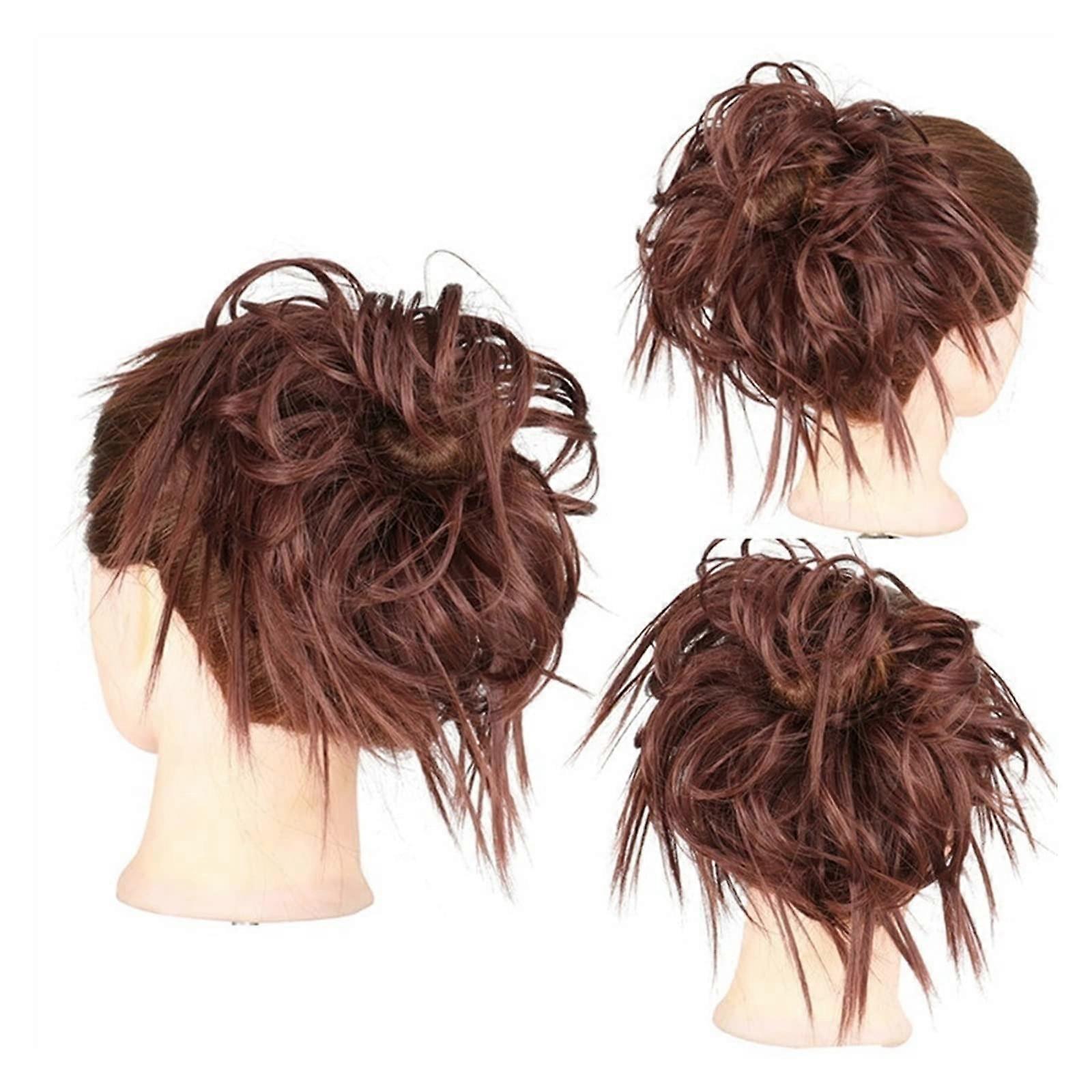 Hair Bun Extensions Thick Messy Hairpiece Synthetic Curly Wavy Ponytail With Elastic Band Color Q17 33 For Women