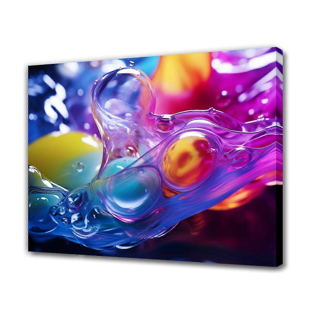 Captivating Chaos: Colorful Bubbles in Slow Motion Canvas Poster, 16x24inch, Frame-style, compatible with home office decor