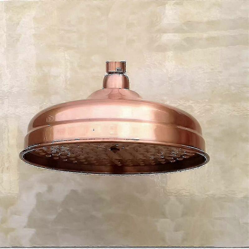 8 Inch Diameter Rain Shower Head, High Pressure Fixed Shower Head with Adjustable Angle, Copper and Gold Finish