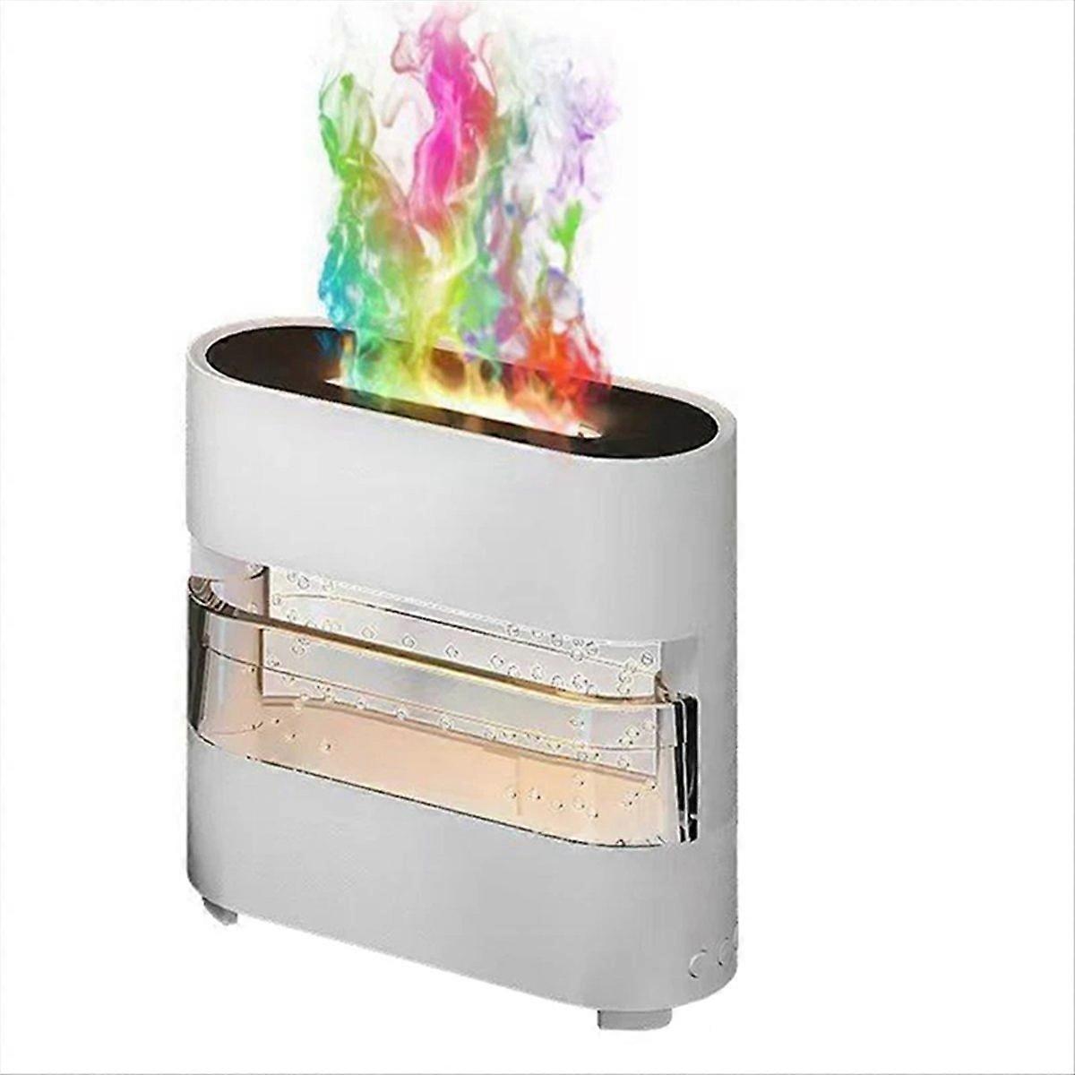 Simulation Flame Humidifier Colorful Rain Fire Aroma Diffuser,White