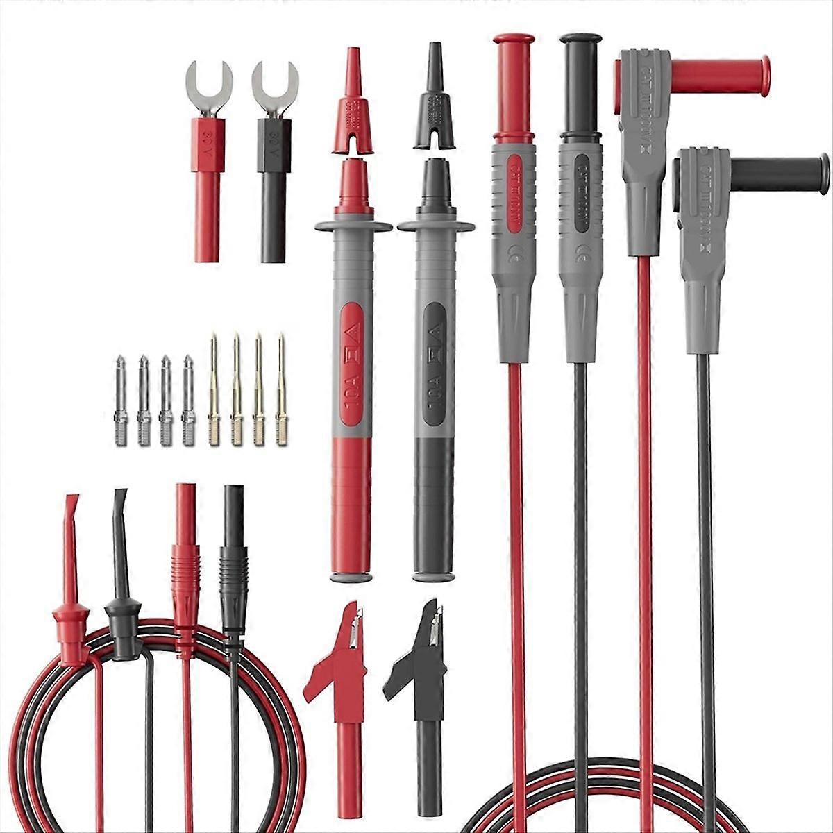 22 Piece Silicone Multimeter Test Lead & Back Probe Kit - Premium Modular Volt Meter Probes with All