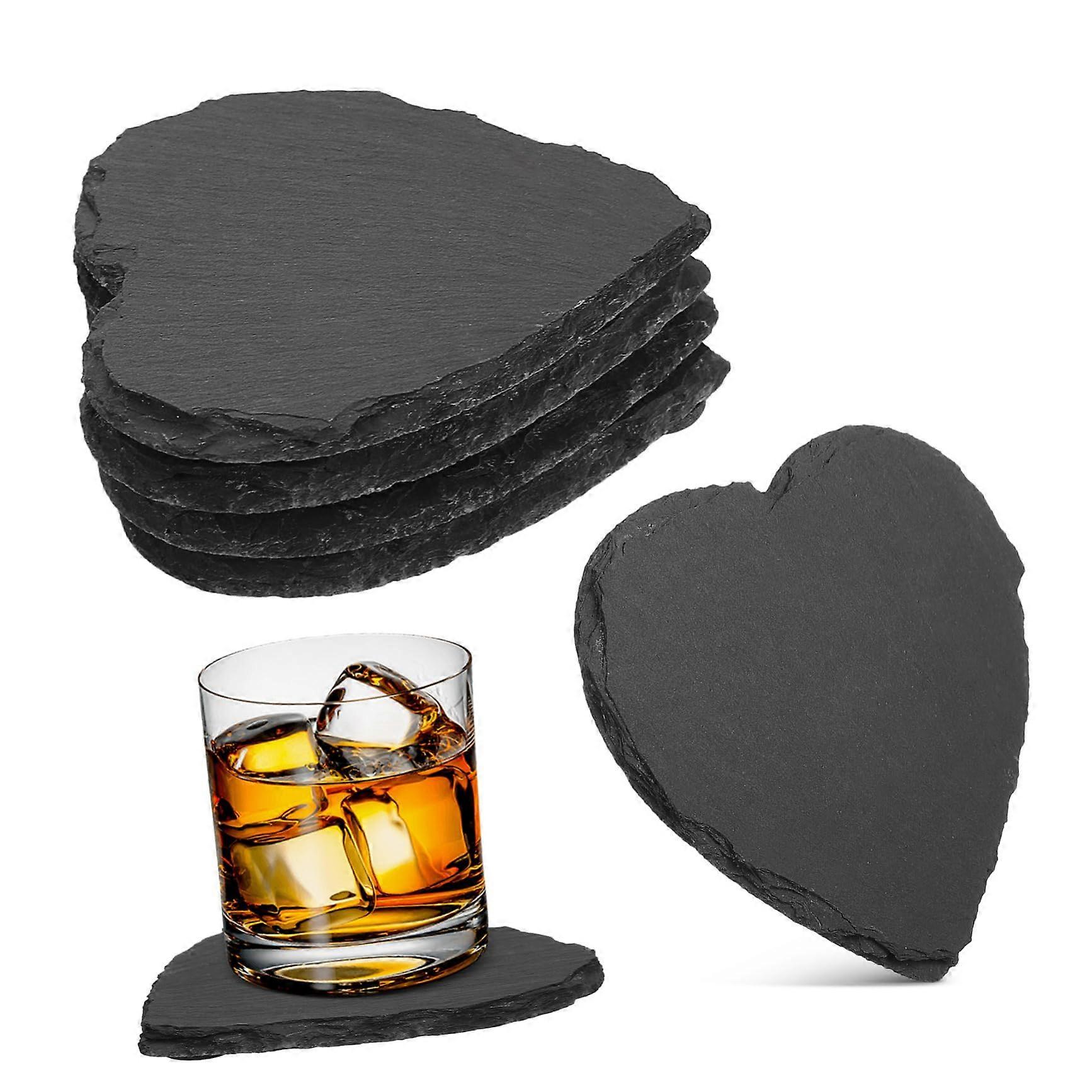 Heartshaped Drink Coasters Set of 4, Stone Material, NonSlip Cup Mats for Wine and Coffee Tables