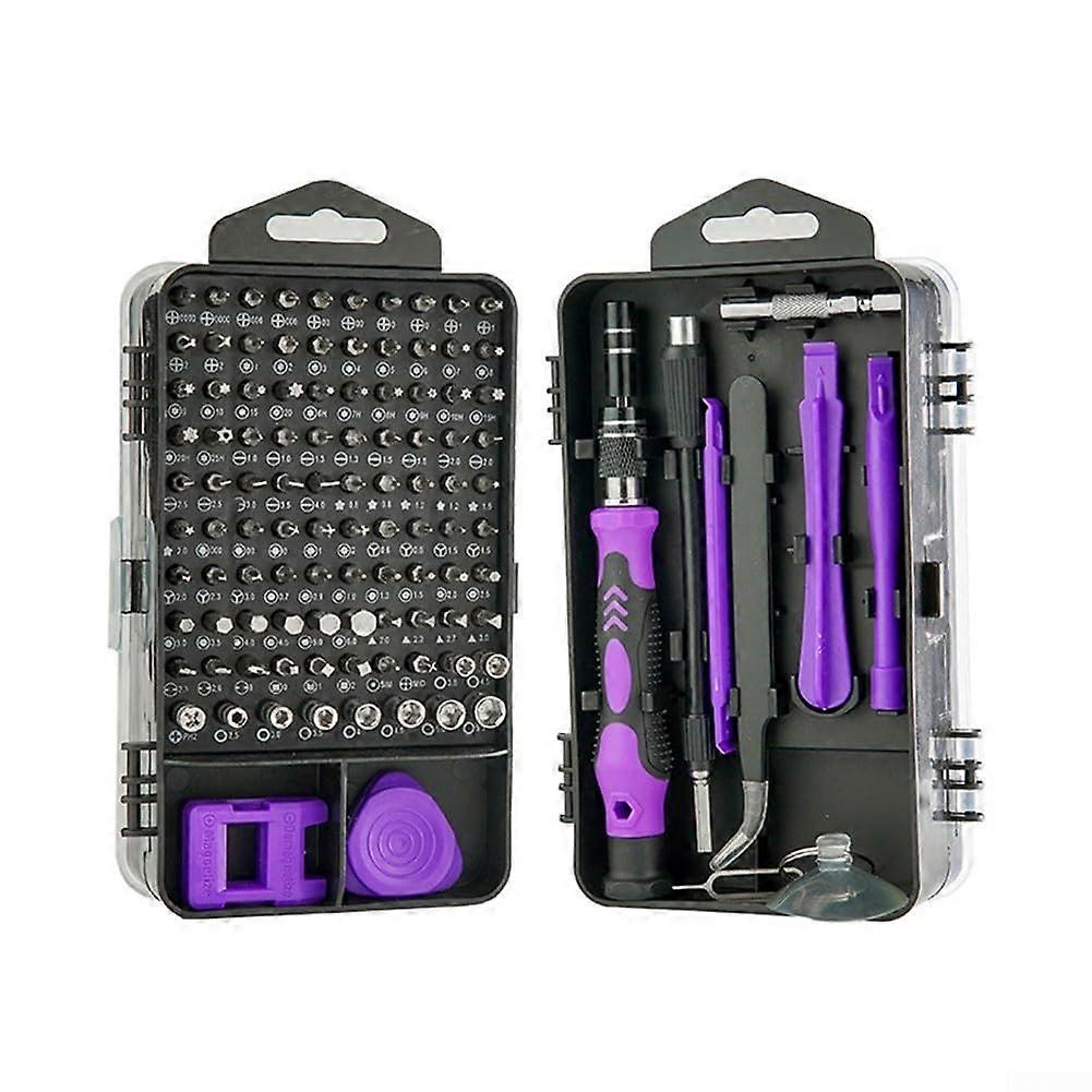 Complete Screwdriver Set With 115 Bits For Electronic And Appliance Repairs (Purple)