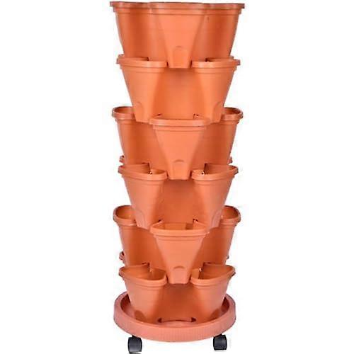 Stackable Planter For Strawberry Herb Flower Vegetable 6Tier 3D Planting Pot With Removable Tray Home Garden