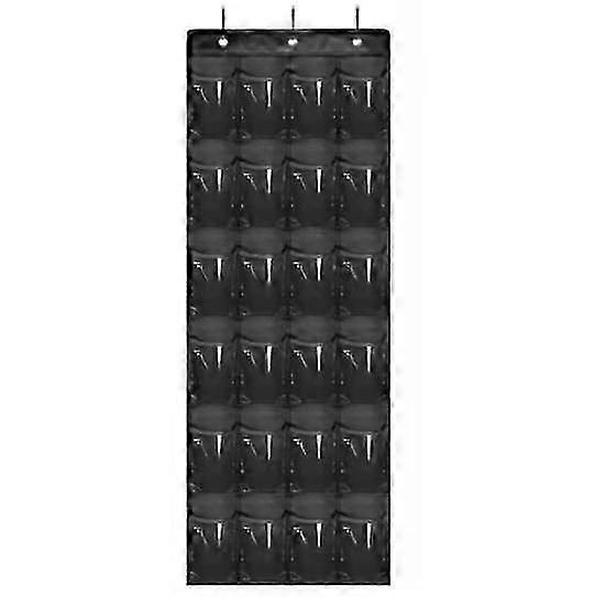 Large Capacity Over-the-Door Shoe Organizer with 24 Transparent Pockets and 3 Hooks