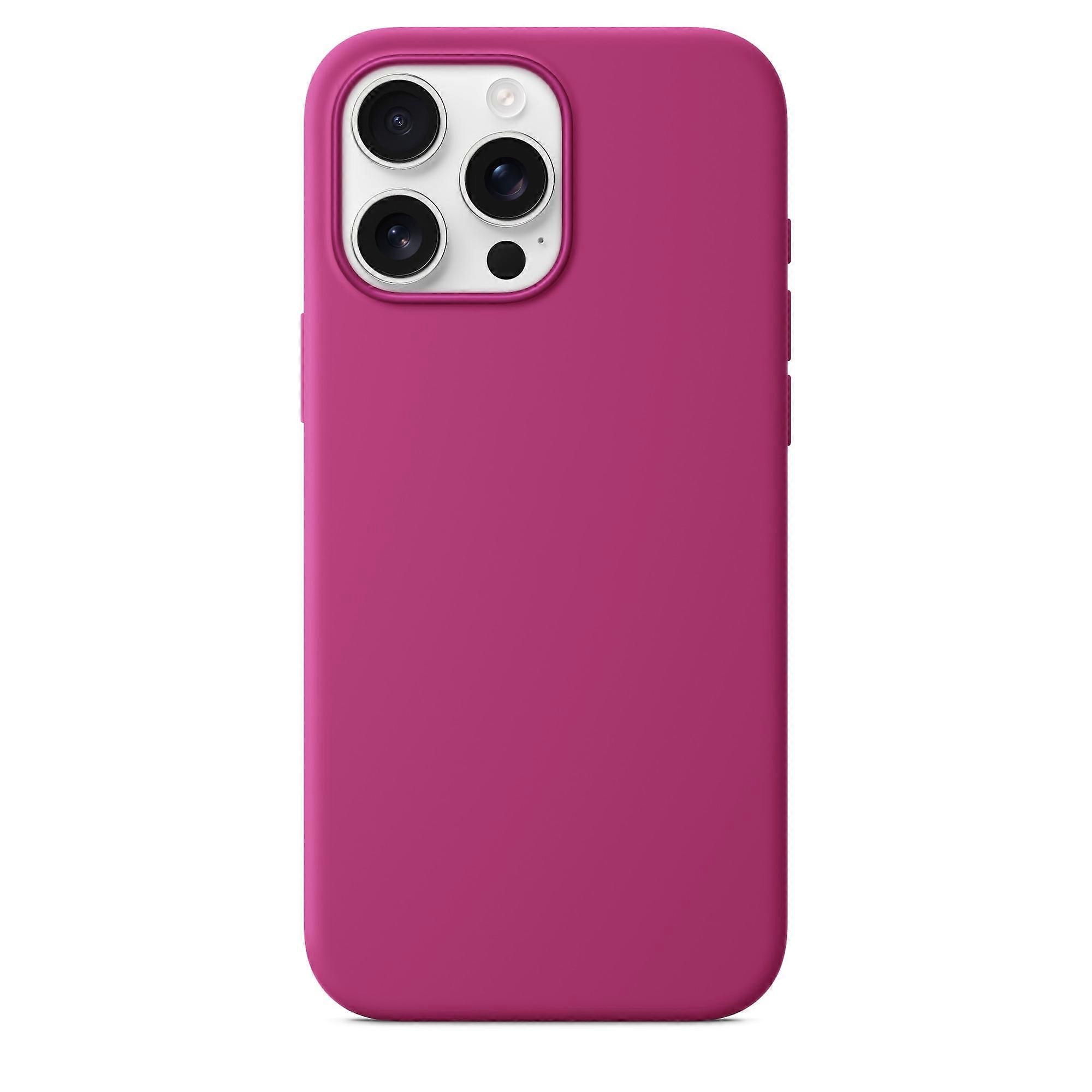 Compatible with iPhone 16 Pro Max Silicone Phone case with MagSafe Soft solid color 6.3"in-Fuchsia