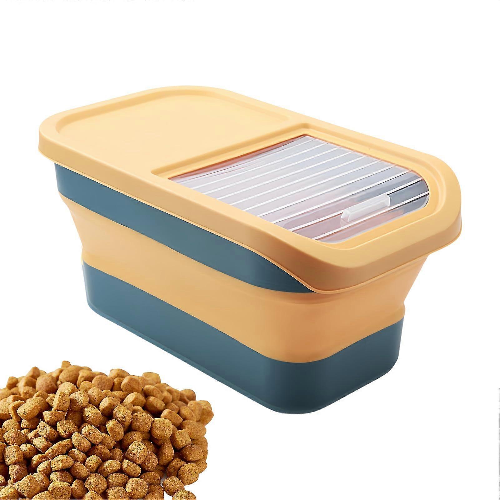 Dog Food Storage Container With Hinged Lid And Wheels, Foldable Box For Daily Feeding, Kitchen, Travel, Home