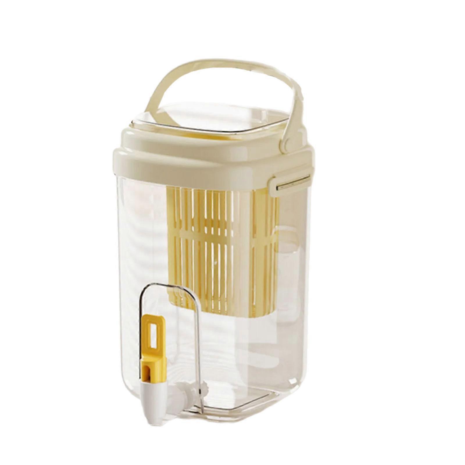 Clear High Capacity Beverage Dispenser with Airtight Lid Refrigerator Safe Leak Proof Drink Container with Tap  Yellow