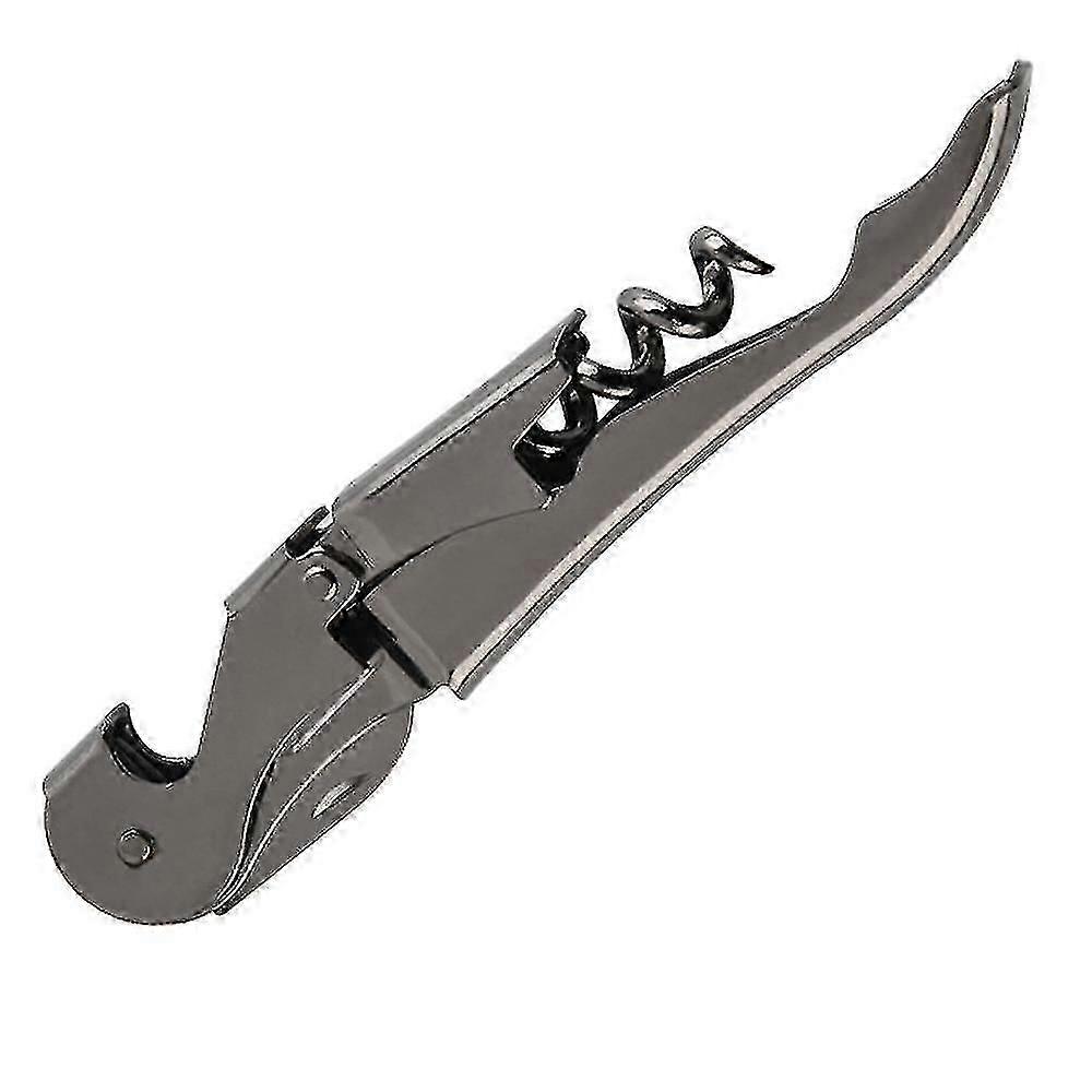 Double Hinged Waiters Corkscrew,matte Black Wine Bottle Opener With Foil Cutter