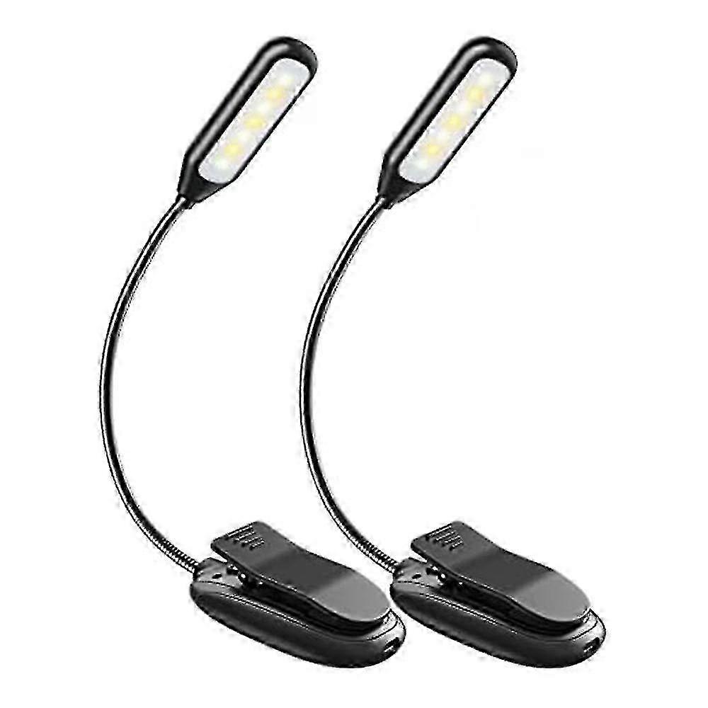 2 Pack Book Light Clip On Rechargeable, 3 Brightness Levels