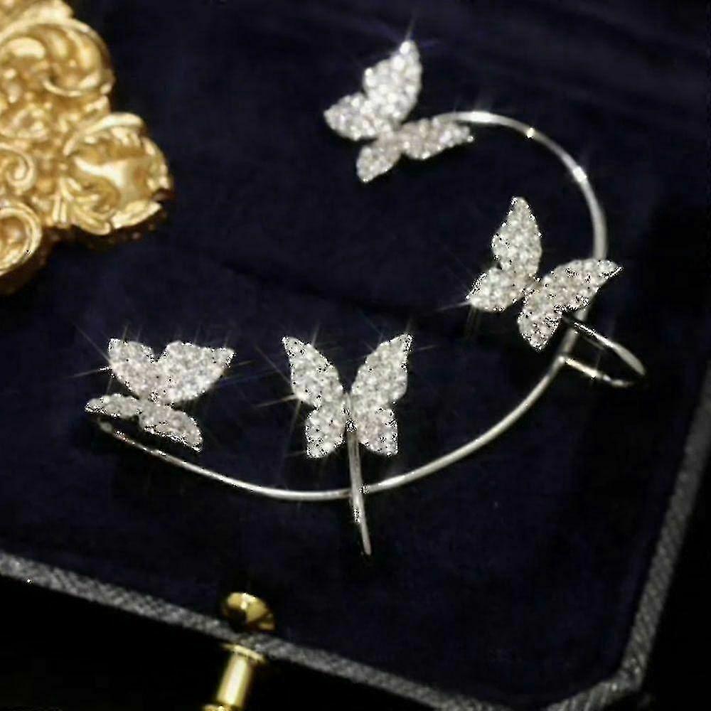 イヤーカフスパークリングノンピアスバタフライイヤーラップイヤリング