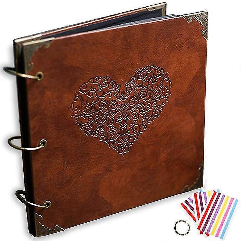 ألبوم الصور أو سجل قصاصات Diy ، غلاف جلدي عتيق من ثلاث حلقات ألبوم صور Binder