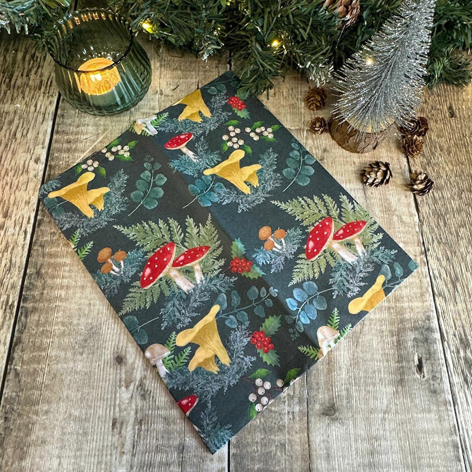 Midnattsblått julpapper med silkespapper | Festligt presentpapper x 4