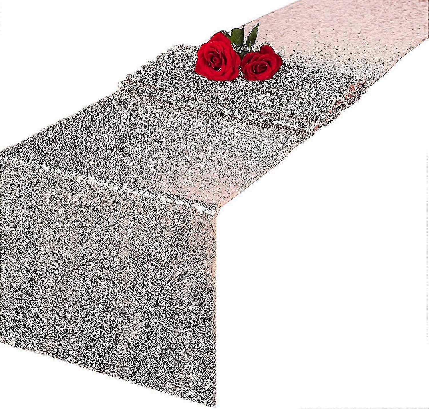 Sequin Table Runner 12 x 72 inch Glitter Table Linens (Gold)