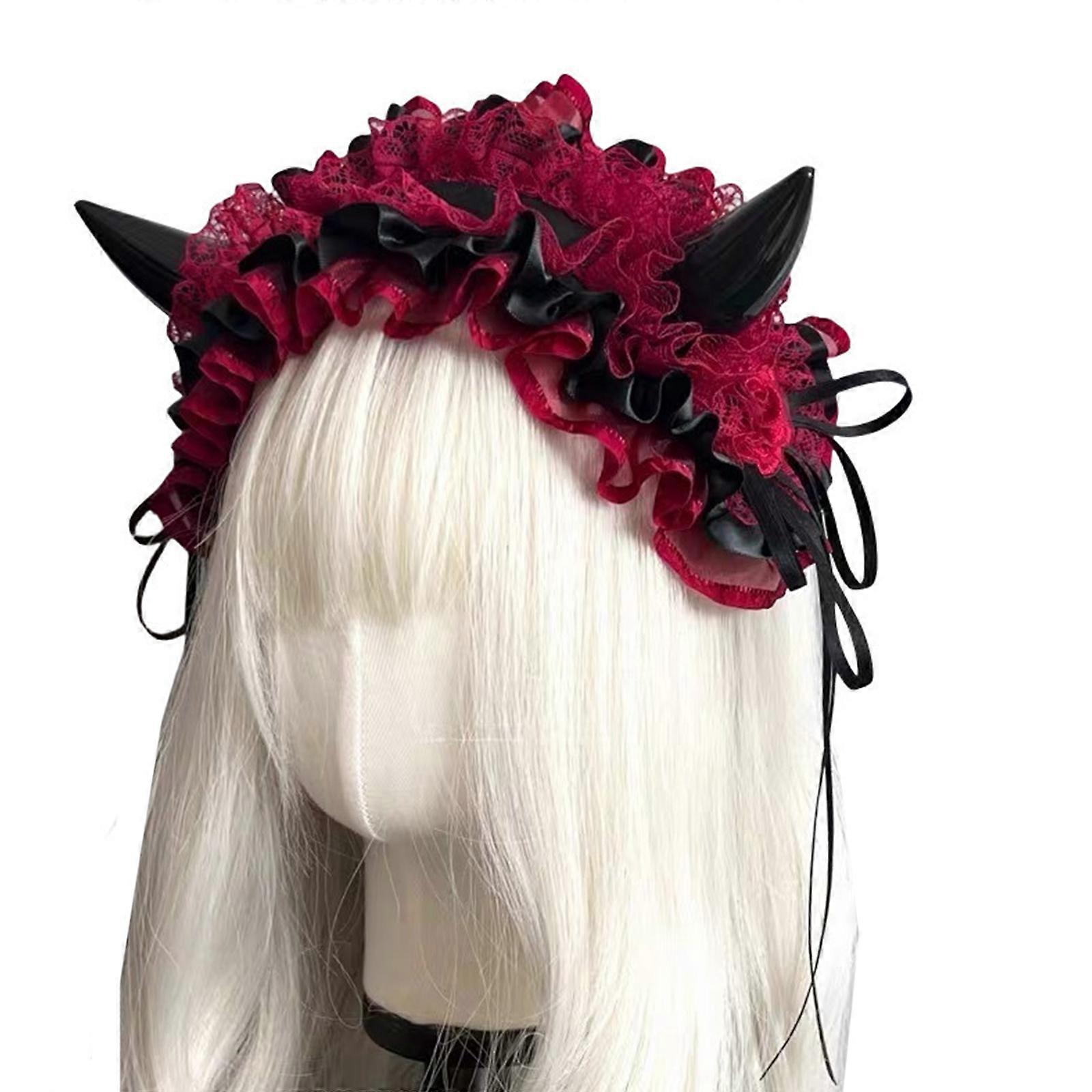 Strong Modifiable Devil Horn Headpiece With Environmental Friendly Substance Comfortable Halloween Costume Addition For Theme Parties  Red
