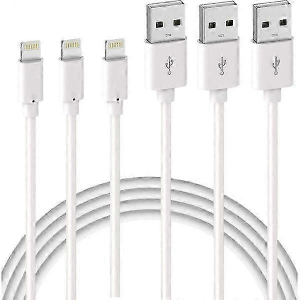 3-pack 2 m iPhone charging cable, USB to Lightning cable, iPhone cable compatible with iPhone white