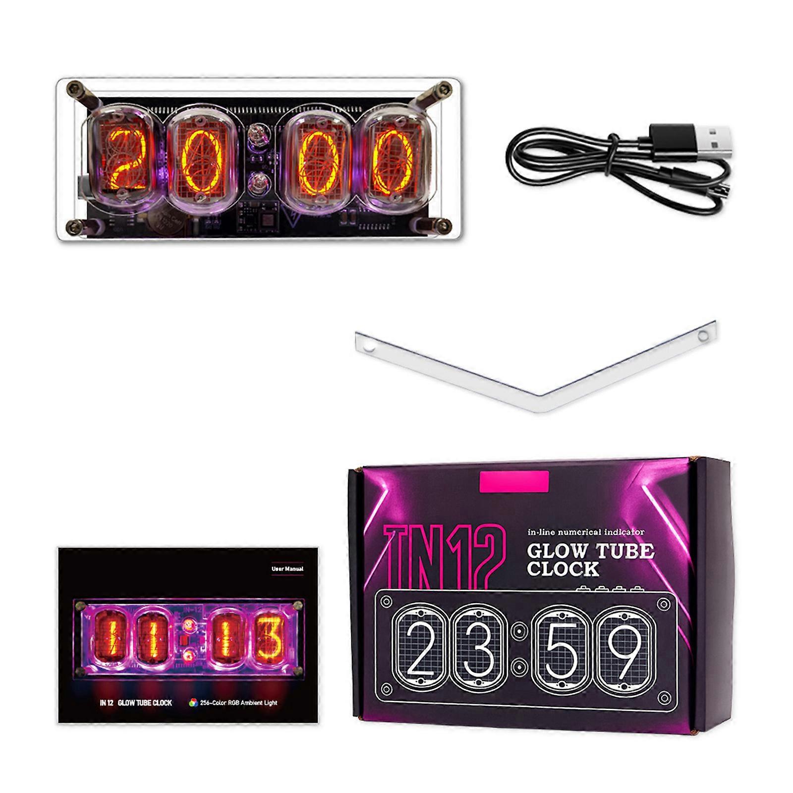 Glass Tube Desk Clock With Long Lastings Build And Precise Time Management Digital LED Clock Electronic DIY Kit Multicolor