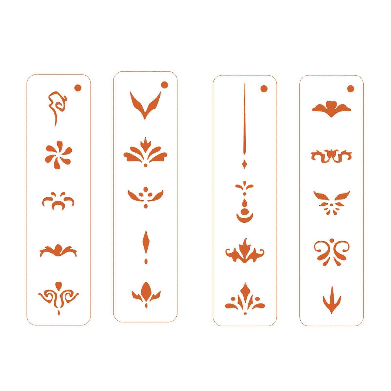 Professional Han fu Cosmetic Tool Intricate Hollow Patterns Forehead Stencil Durability Pet Film for Quick Application Multicolor