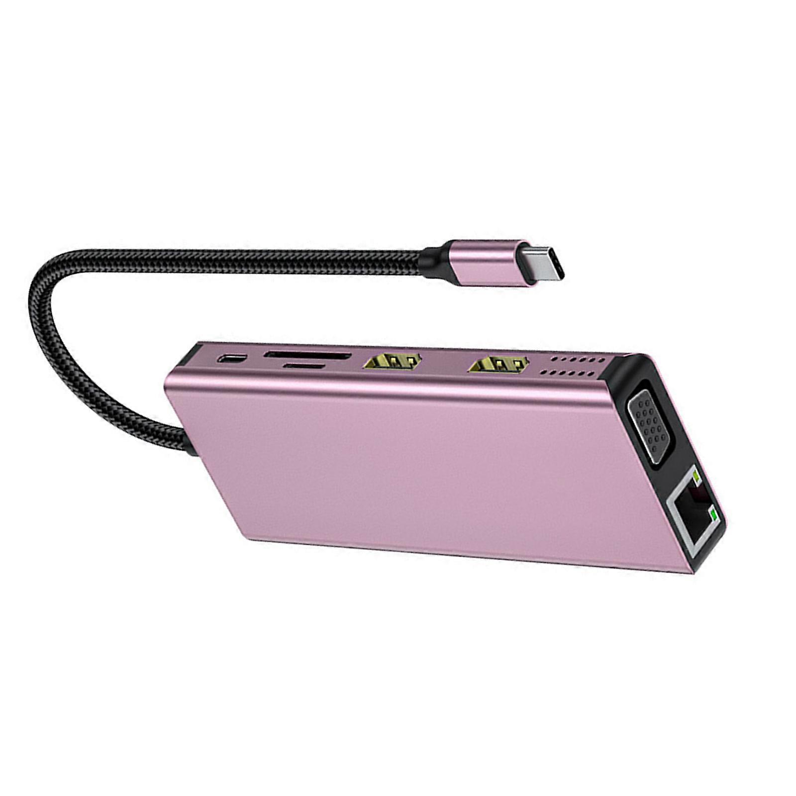 12 in 1 Laptop Docking Station Double Display USB C Hub Adapter with VGA 4x USB 3.0 Gigabit Ethernet Type C Card Reader  pin k
