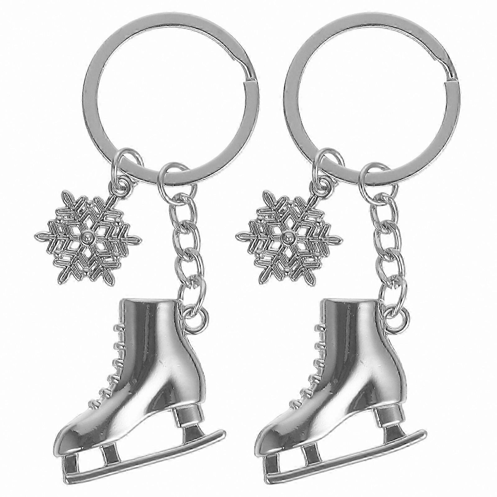 2 Pieces of Cute Winter Activity Keychains with Ice Skate Shapes