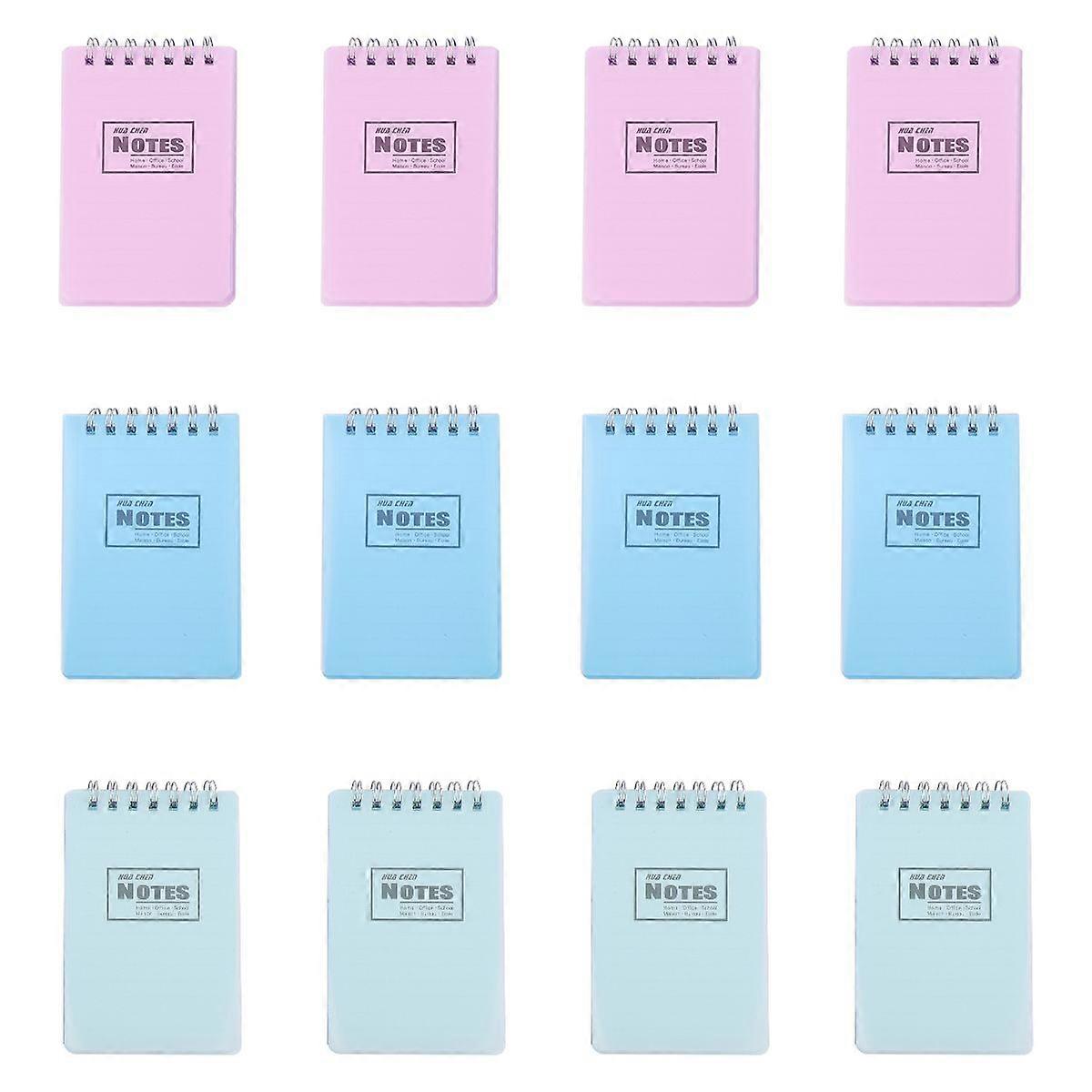 12PCS Upturning Coil Notepad Simple A7 Notebook Creative Stationery Notebook Portable Memo Pad for Home Trip (Random Color)
