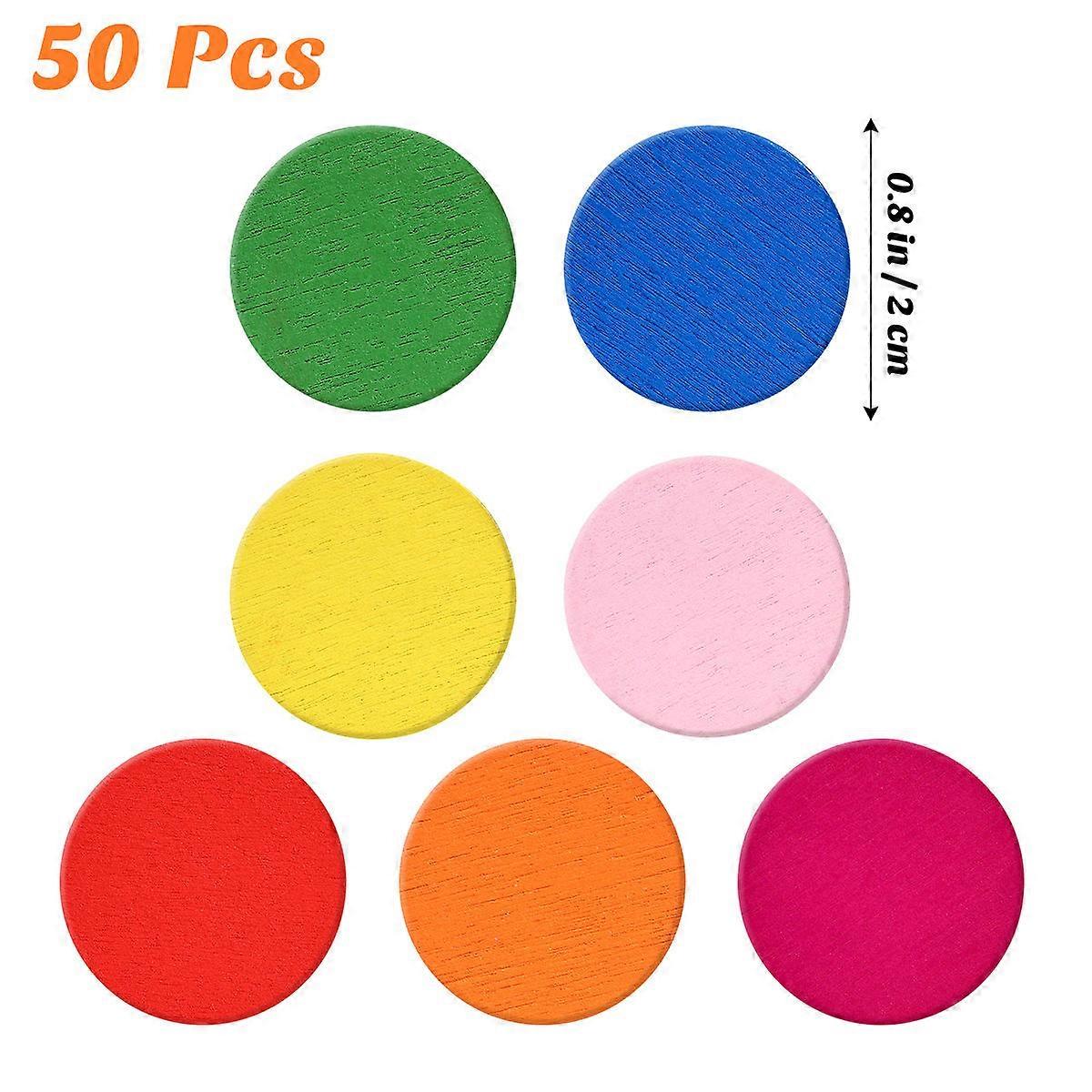 STOBOK 50pcsラウンドウッドピースカラフルなディスク学習ツール生徒用数学教材子供子供女の子用(ミックスカラー)