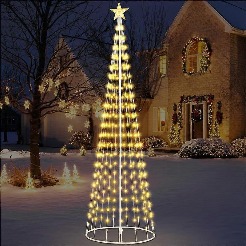 6/7,5 fots LED-lys til julekongletre, 8 moduser, timer, fjernkontroll, varm hvit, juledekorasjon innendørs og utendørs