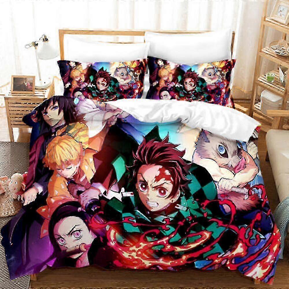 v27 Lençóis Demon Slayer Fãs Macios Presente C Conjunto de Capa de Edredom Roupa de Cama Têxteis para Casa Lençóis IU27