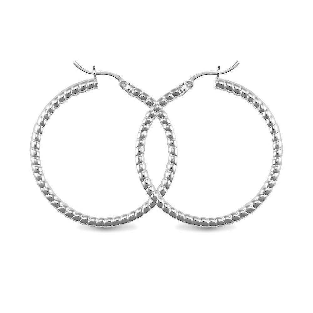 Jewelco London 纯银罗纹圈形耳环 - 3mm - 4cm