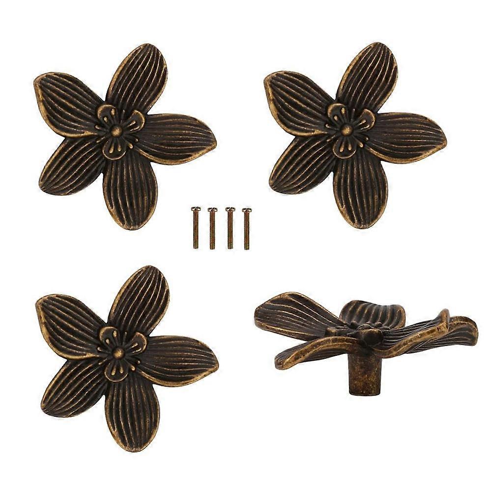 Flower Drawer Knobs Petal Cabinet Knobs Dresser Knobs Furniture Drawer Pulls Handles for Wardrobe Door Pulls Bronze