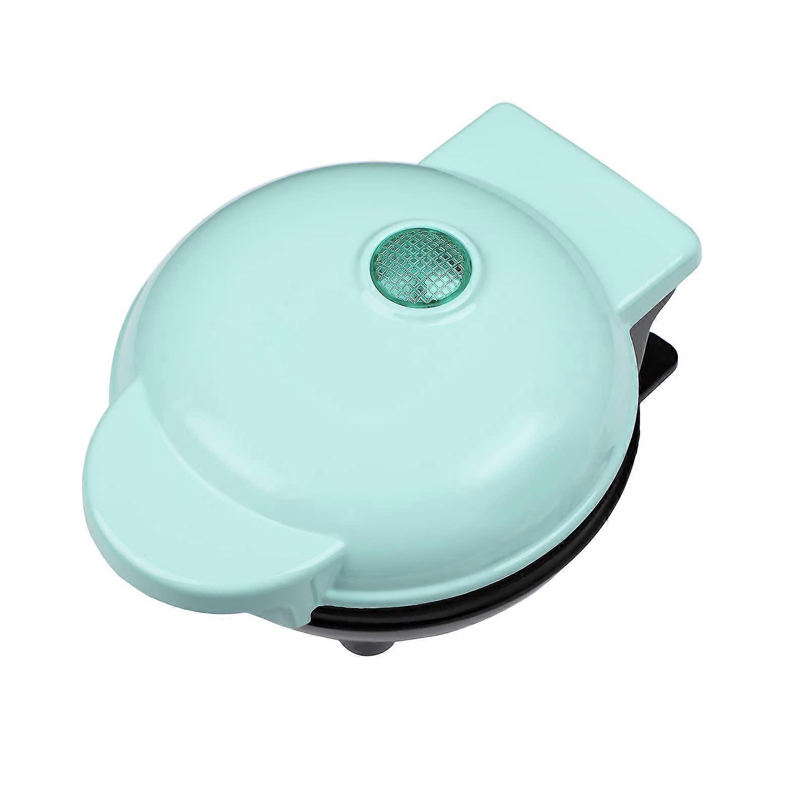 Mini Waffle Maker with Nonstick Surface, Small Waffle Maker for Keto Chaffles, 4 Inch Blue with Oil Brush