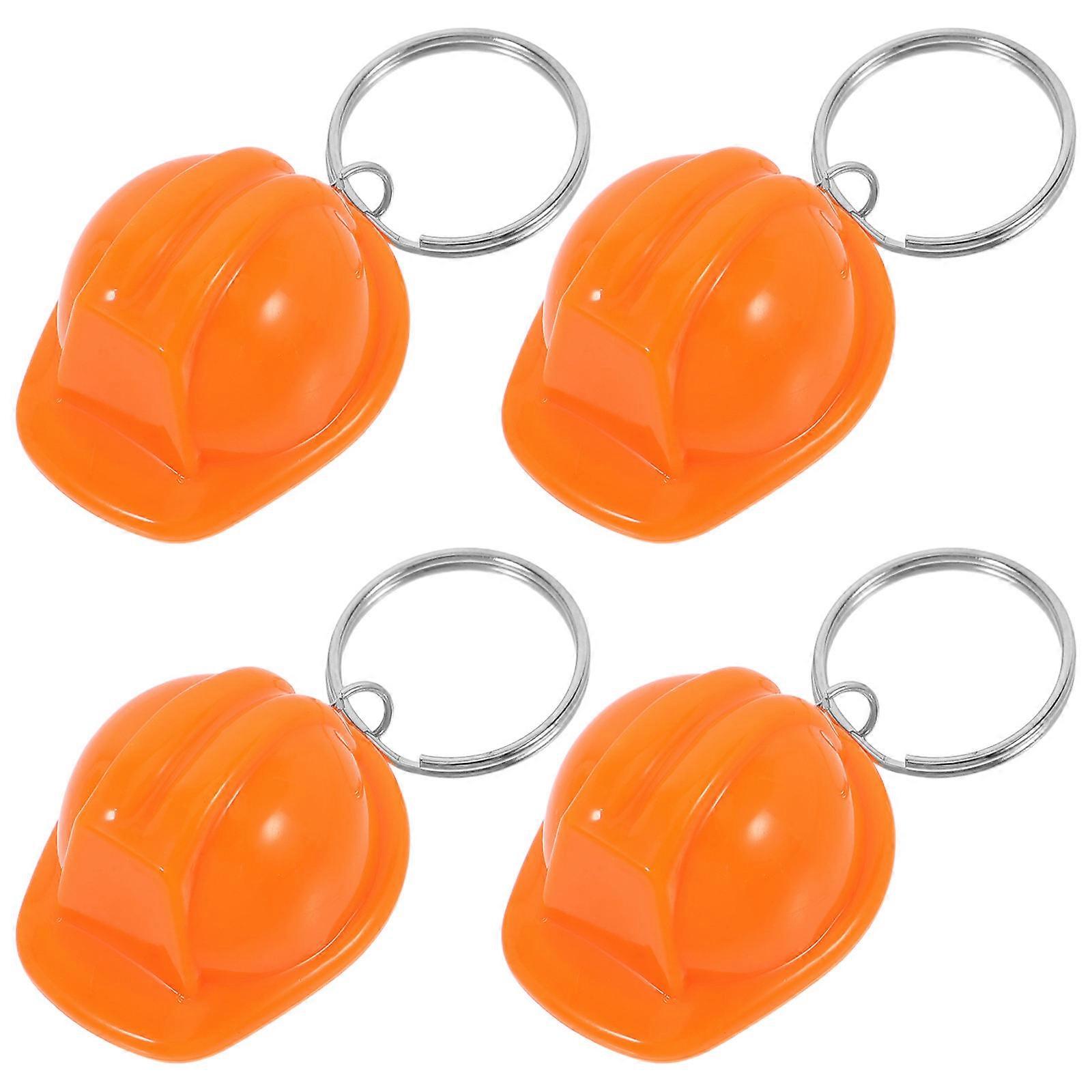 Mini Construction Hat Keychain Orange for Decoration 4Pcs with Creative Design