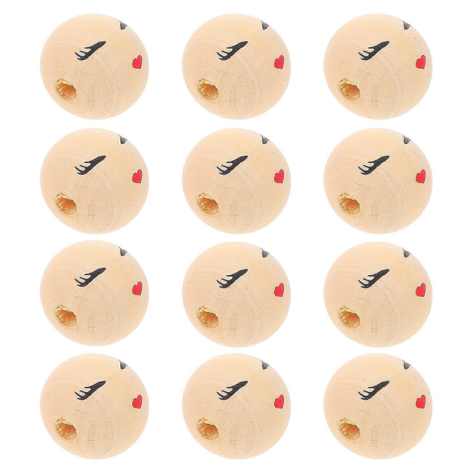 Wood Beads Face Pattern Core Product for Decoration 20Pcs Craft Set