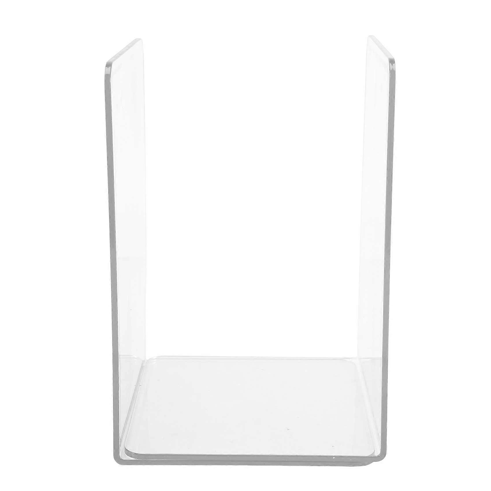 2PCS Transparent Acrylic Bookends L-Shaped Bookshelf
